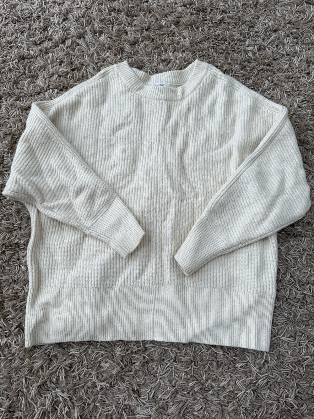 Cozy Cream Ribbed Crewneck Sweater
